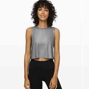 Lululemon Muscle Love Crop Tank *Foil Size 6 Metal Gray Silver Foil RARE